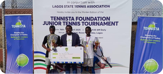 U-16 winners holding trophies and a scholarship cheque