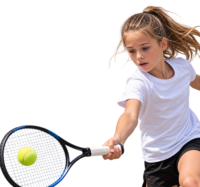 Young player hitting a forehand