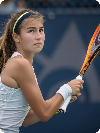 A player preparing a two-handed backhand